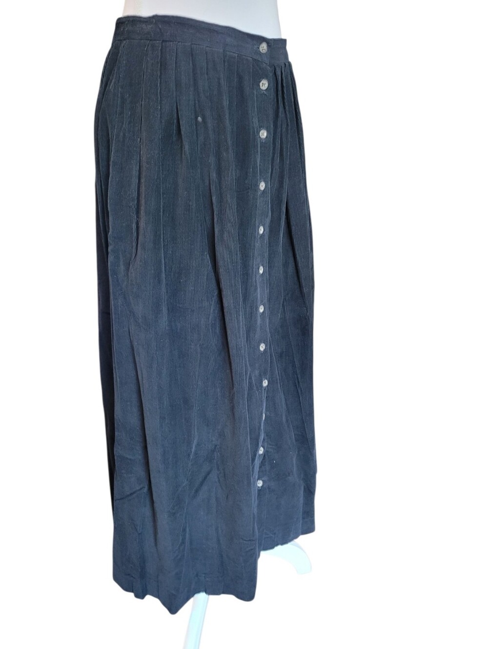 Vintage J. Crew 100% Cotton Black Corduroy Button Down Front Maxi Skirt - Picture 3 of 9